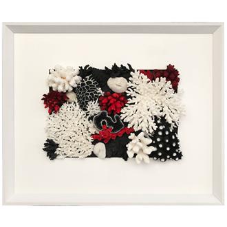 Frame white - white border, filled, uncovered - coral black, red and white