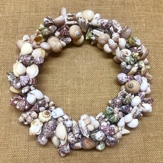 Decoration wired wreath small coloured shells