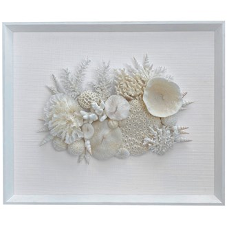 Frame white - no mat, uncovered - coral white on white fabric